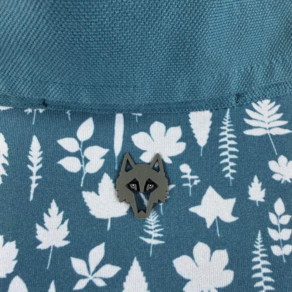 Greyson Mens Teal Blue Botanical Leaf Print Golf Polo Shirt Flag Logo size L - Picture 10 of 10